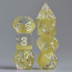 Milk Yellow with Shimmer diamond Filled Two Layer Dice(White font)