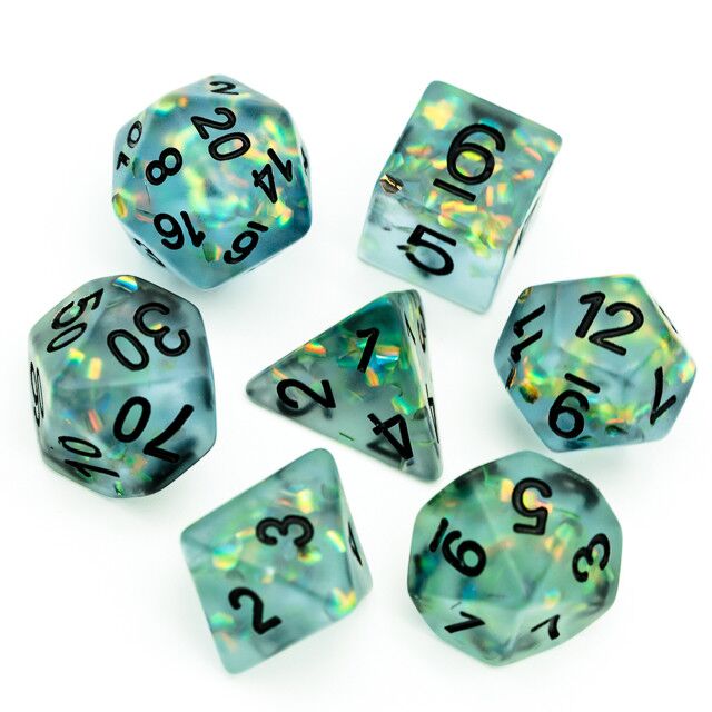 Udixidice Frosted Mermaid 7 x Polyhedral dice Set Purple D&D RPG 