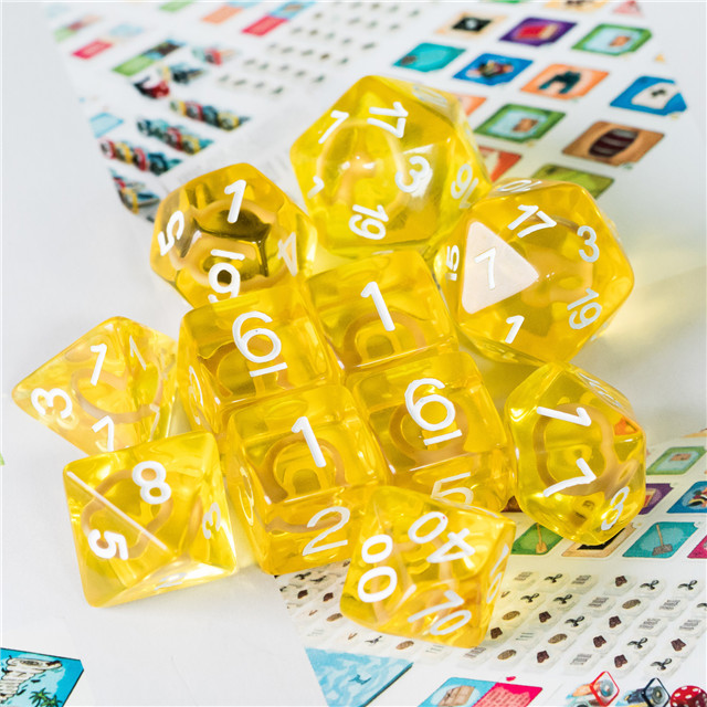 MagiDeal Polyhedral Dice Set für Dungeon und Dragon Rollenspiel Yellow 