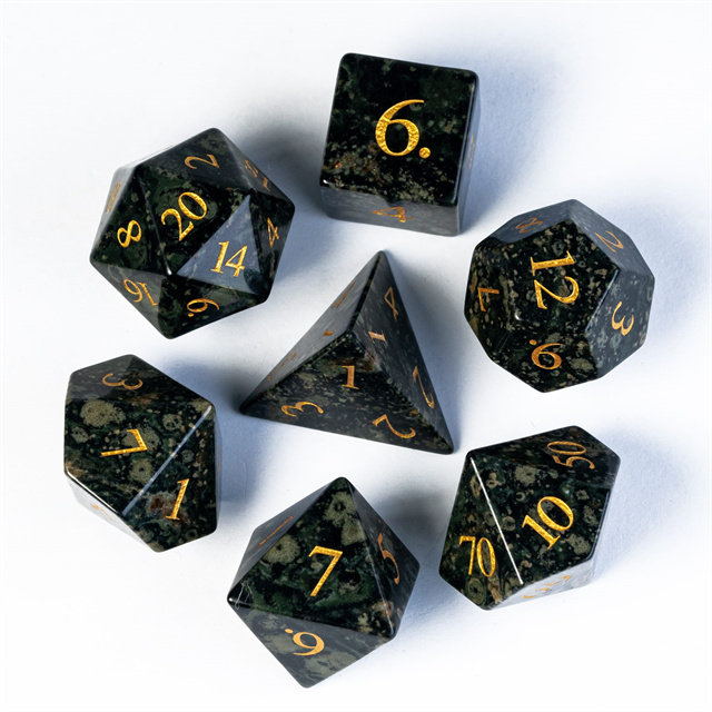 kambaba Jasper SemiPrecious Gemstone Dice with Black PU leather