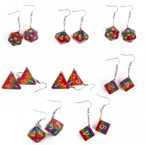 Pride Flags Earring Pendant Dice (D20) with Paper Box